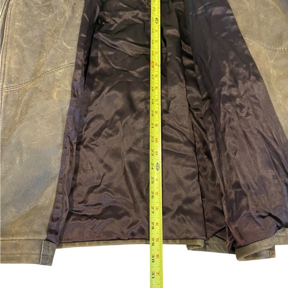 Leather Jacket Beige Brown Vintage Lined Large Belted Soft Motorcycle - Picture 3 of 9